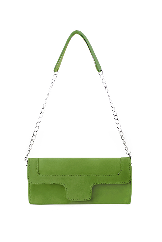 Dress clutch for wedding and parties in grass green leather - Top view